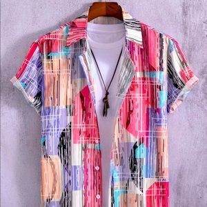 NWT!!! Mens stylish short sleeve button front shirt; sz 2X (44)